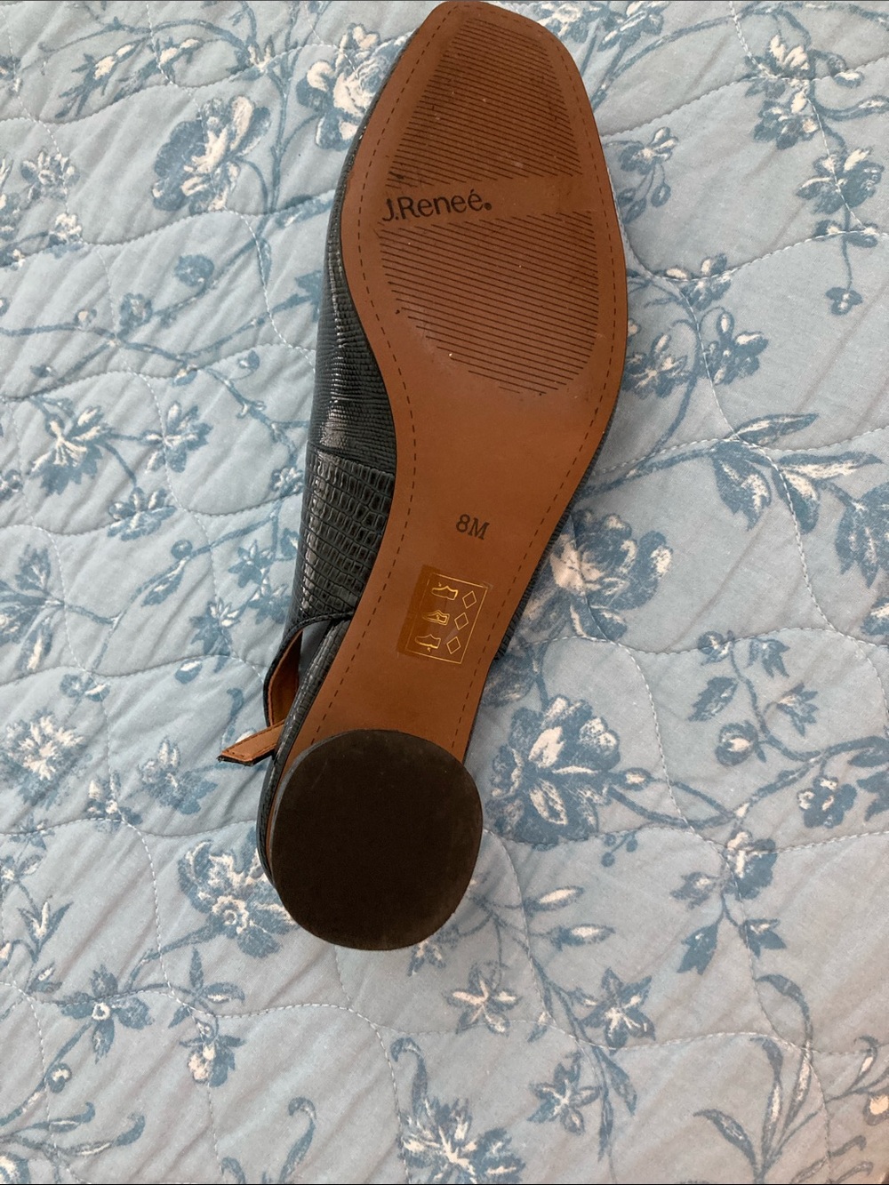J.Reneé Black Croc-Embossed Slingback Flats - Picture 4 of 6